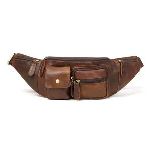Brown Genuine Leather Men's Waist Bag